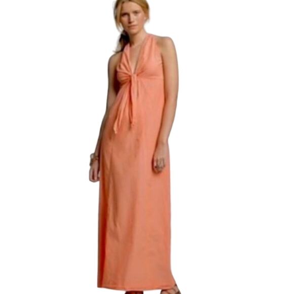 J. Crew Coral Tie Front Sleeveless Maxi Dress Size XS - Picture 1 of 8